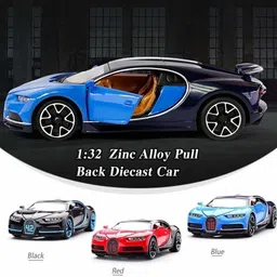 galactic New 1:32 Scale Bugatti Chiiron Die cast Alloy Metal Luxury Car Model Pull Back Car for Children Toys (5 Design Available 1 Design Sending) image 3