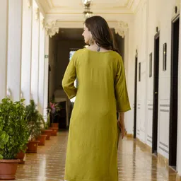 surhi Women Embroidered Viscose Rayon Straight Kurta image 2