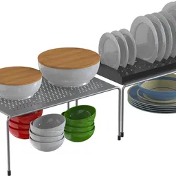 appucoco Containers Kitchen Rack Multipurpose Expandable Utensils Cookware Plate Dish Kitchen and Food Rack Storage Holder Stand Shelves Shelf Counter Top Organiser for Home and Kitchen Iron image 4