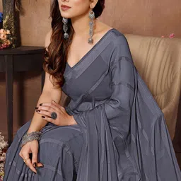 kashvi sarees Embellished, Self Design, Striped Bollywood Satin Saree image 5