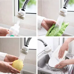 olwick 1 Pcs 360°Swivel Splash-Proof Faucet Splash Head, 3 Adjustable Gear,Water-Saving Tap Faucet Nozzle for Kitchen,Bath and Shower. (Short-White) Faucet Mount image 4