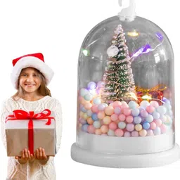 New_Christmas Tree in Glass Dome - Snow Scene Lighted Christmas Tree Hanging Star Pack of 1-image-78