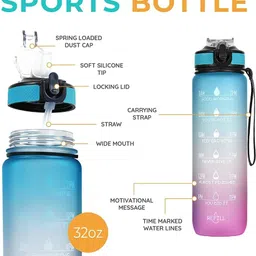 glowee 1000ml Premium Water Bottle | BPA Free | Leak Proof | Unbreakable Plastic 1000 ml Water Bottle image 3