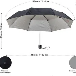 k.c. paul & sons Raj 3 Fold Black Umbrella image 3