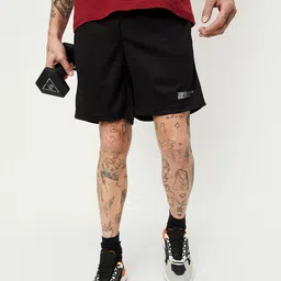 max Solid Men Black Sports Shorts image 1