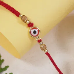 I Jewels Enamel Evil Eye Thread Rakhi With Roli Chawal & Rakshabandhan Card-picture-42