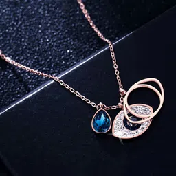 Jewels Galaxy Rose Gold-plated AD-studded Evil Eye Pendants With Chain image 5
