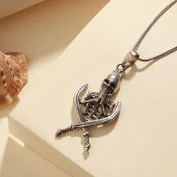 Priyaasi Men Silver-Plated Sworded Skeleton Pendant Chain image 4