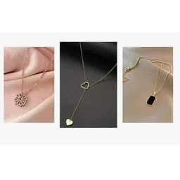 DEGHLAM Set Of 3 Rhodium-Plated Anti Tarnish Chains-picture-41