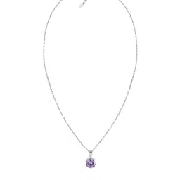 GIVA 925 Sterling Silver-Toned & Blue Rhodium-Plated Stone-Studded Pendant With Link Chain-picture-53