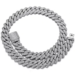 MEENAZ Men Silver-Plated CZ Studded Necklace Chain image 2