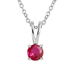 Ornate Jewels 925 Silver Rhodium-Plated Ruby Solitaire Studded Pendant & Chain image 3