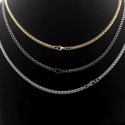 MEENAZ Men Set Of 3 Silver-Plated Chain image 4