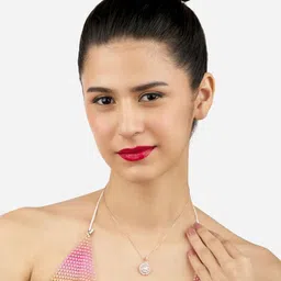 Zaveri Pearls Rose Gold-Plated CZ-Studded Pendant With Chain image 5