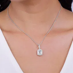 GIVA 925 Sterling Silver Rhodium-Plated Cubic Zirconia Studded Pendant With Chain image 5