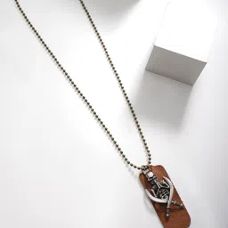 Rubans Voguish Men Brown Lather Animal Motif Pendant With Chains-picture-30