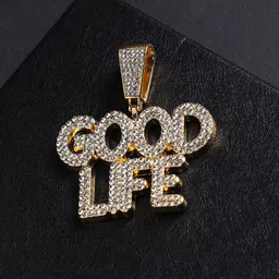 French Accent Men Gold Plated Good Life Pendant Necklace image 1