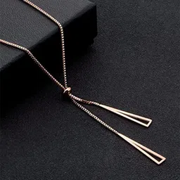 VIEN Rose Gold-Plated Triangle Clavicle Tassel Necklace-picture-30