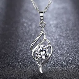 Peora Silver-Plated Cubic Zirconia Studded Pendant With Chain-image-70