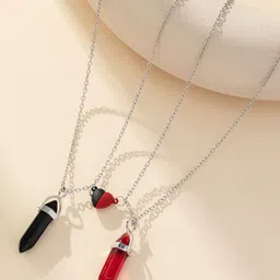 EL REGALO Unisex Set Of 2 Artificial Stones Studded Chains-image-8