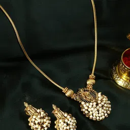 Adwitiya Collection Gold Plated & Pearl Beaded Jewellery Set-picture-17