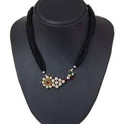 Shining Jewel - By Shivansh Oxidised Silver-Plated Black Pearls Mangalsutra-picture-11
