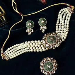 Anouk Gold-Plated Choker Necklace & Earrings-image-27