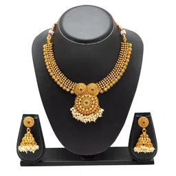 Shining Jewel - By Shivansh Gold-Plated Antique Pearls Beaded Jewellery Set-picture-30