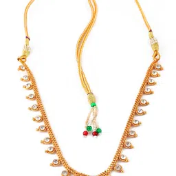 Jewar Mandi Gold-Toned & White Brass Gold-Plated Necklace-image-32