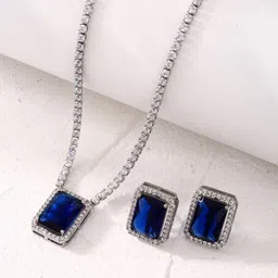 Jewels Galaxy Silver-Plated Crystals-Studded Jewellery Set-picture-26