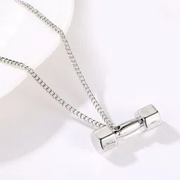 Peora Silver-Plated Dumbell Shape Pendant Necklace-picture-34