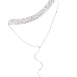 ODETTE Silver-Toned & White Stone Studded Necklace-picture-13