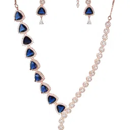 Voylla Rose-Gold-Plated & Blue Jewellery Set image 5