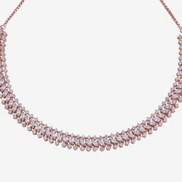 Kushal's Fashion Jewellery Rose Gold-Plated Stone Studded Necklace image 3