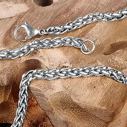 KARISHMA KREATIONS Set Of 2 Unisex Stainless Steel Silver-Plated Chain image 2