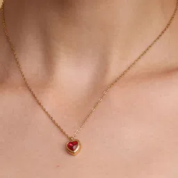 PALMONAS Gold-Plated Emerald Heart Pendant Necklace image 4
