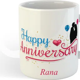 uniarawalas Happy Anniversary Rana Name Ceramic Coffee Mug image 2