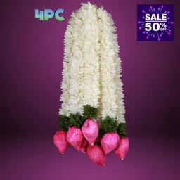 snehatrends Lotus Hangings for Home ,Wall Door Mandir Pooja Room Office Birthday Wedding Stage Backdrop 4PC soft fabric Garland-picture-27