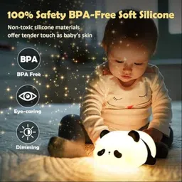 finaro Cute Sleep Panda Night Light for Kids,Nursery 7-Color Changing LampWhite - 6 inch image 2
