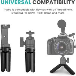 Zeitel Mini Tabletop Tripod Hand Grip with Folding Feet Compatible with DSLR Camera Tripod image 5