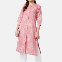 RANGMANCH BY PANTALOONS Floral Printed Chanderi Silk Kurta image 5