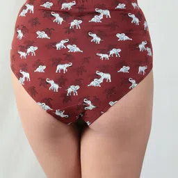 Wear Equal Organic Mellow Elephant Printed High-Rise Basic Briefs image 3