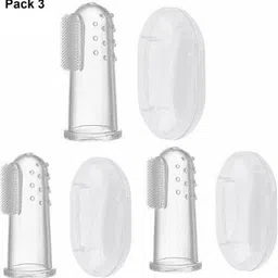 Baby Silicone Finger Toothbrush Baby Finger Tooth Brush (3 months to 3 years) with storage Box Extra Soft Toothbrush (3 Toothbrushes Ultra Soft Toothbrush-image-25