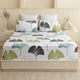 homemonde Cotton Queen Fitted (Elastic) 210 TC Printed Bedsheet image 2