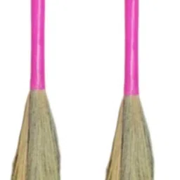 buwas PINK COLOUR BROOMS LONG SOFT GRASS DRY pack of 2 Grass Dry Broom image 1
