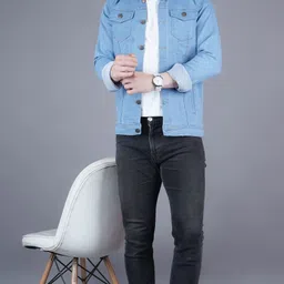 moda rapido Men Solid Denim Jacket image 3