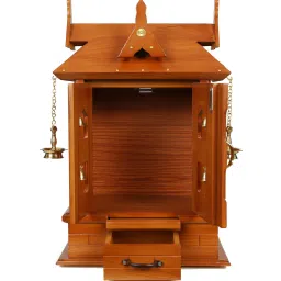 elegant arts and frames Brown Wood Floor Rested Mandir With Door image 2