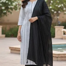 Monika AI Solid Kurta, Trouser/Pant & Dupatta Set-image-6