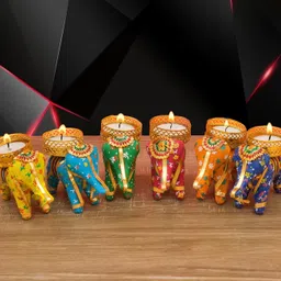 Tealight Candles Holder for Birthday, Diwali, Festival Christmas Decoration Plastic, Cotton, Paper 6 - Cup Tealight Holder Set-image-30