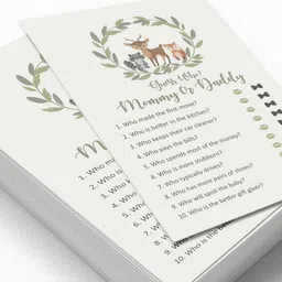 inkdotpot Mommy Or Daddy Who Said it Game Animals Set of 50 Baby Shower Party Supply Invitation Card image 3